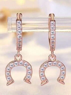 Western Earrings Rose Gold Horseshoe Earrings